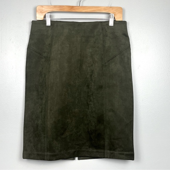 Marc New York Dresses & Skirts - Marc New York Andrew Marc olive green faux suede pullon pencil skirt, medium.